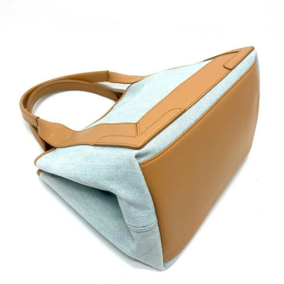 Authentic BALENCIAGA 339933 Logo print Navy Cabas S Hand Bag Tote Bag Light blue - Picture 3 of 12